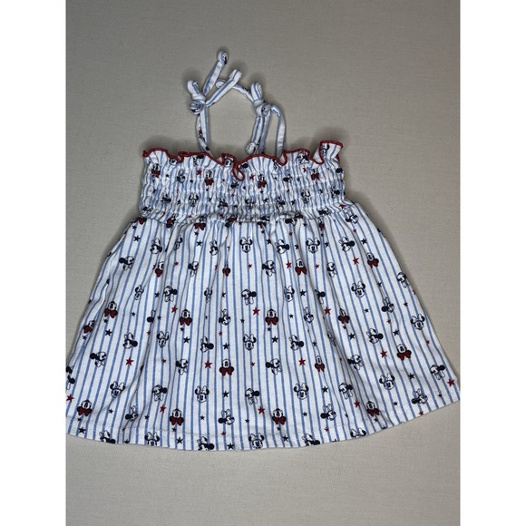 Disney Baby Girls Bow Strap Smocked Minnie Mouse Sleeveless Dress White 6-9 Mths - Picture 8 of 9